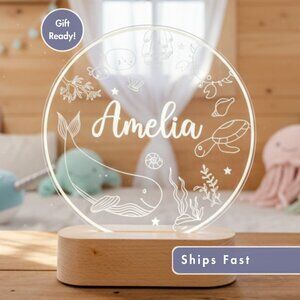 Personalized Aquatic Animals Night Light – Custom LED Lamp for Kids